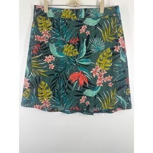 RipSkirt Hawaii Tropical Monstera Print Wrap Skirt Green Pink Medium Bali Jungle
